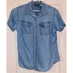 Faded Glory Jean Button Up Shirt Size L